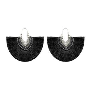 Wholesale Bohemian Fan Shape Long Tassel Vintage Ripple Earrings